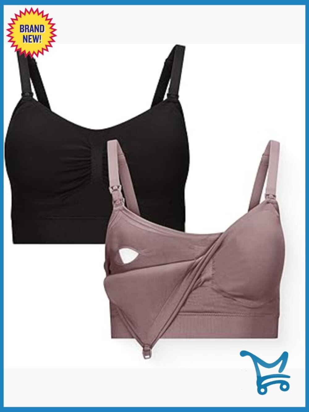 2-Pack Seamless Pumping & Nursing Bras Wire-Free Hands-Free Adjustable